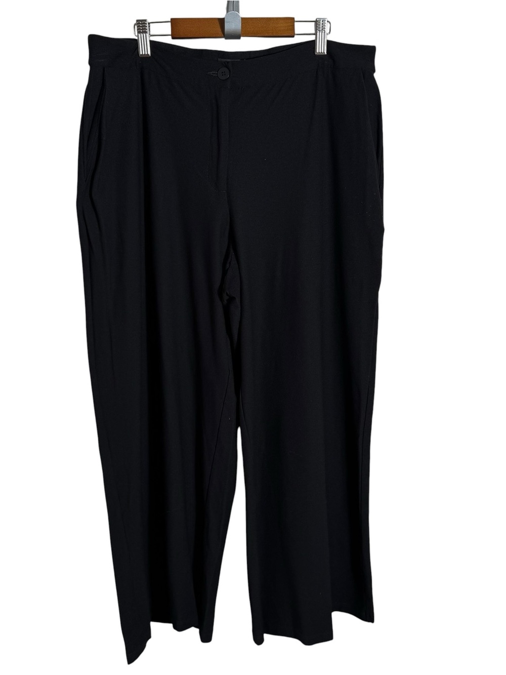 Eileen Fisher Stretch Crepe Wide Leg Crop Pants Black Size 14 - Picture 3 of 10